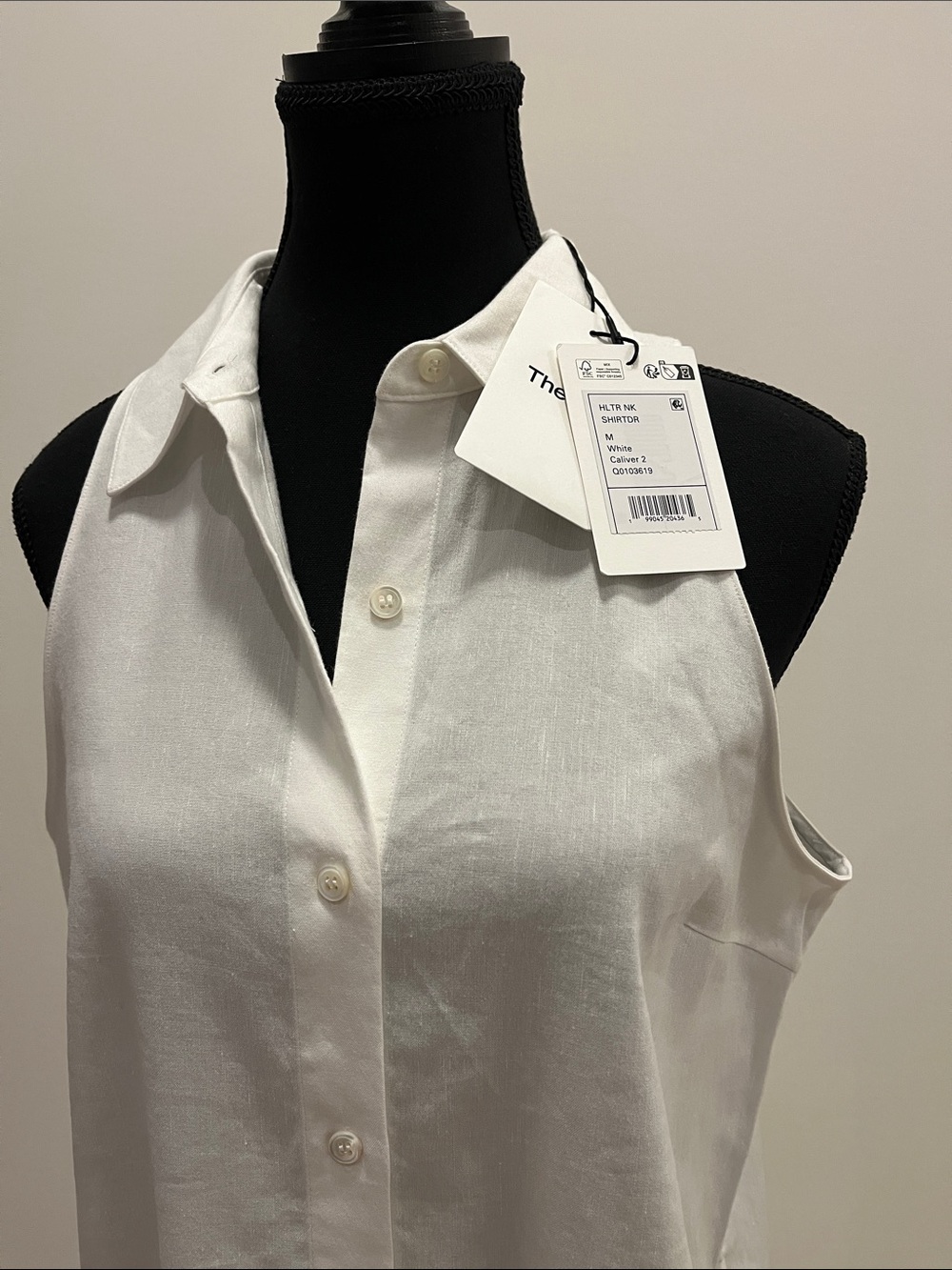 Theory White Sleeveless Halte Neck Shirt Dress size Medium